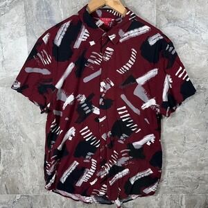 Guess red & black button up shirt Mens Size L Summer  #90s #menswear